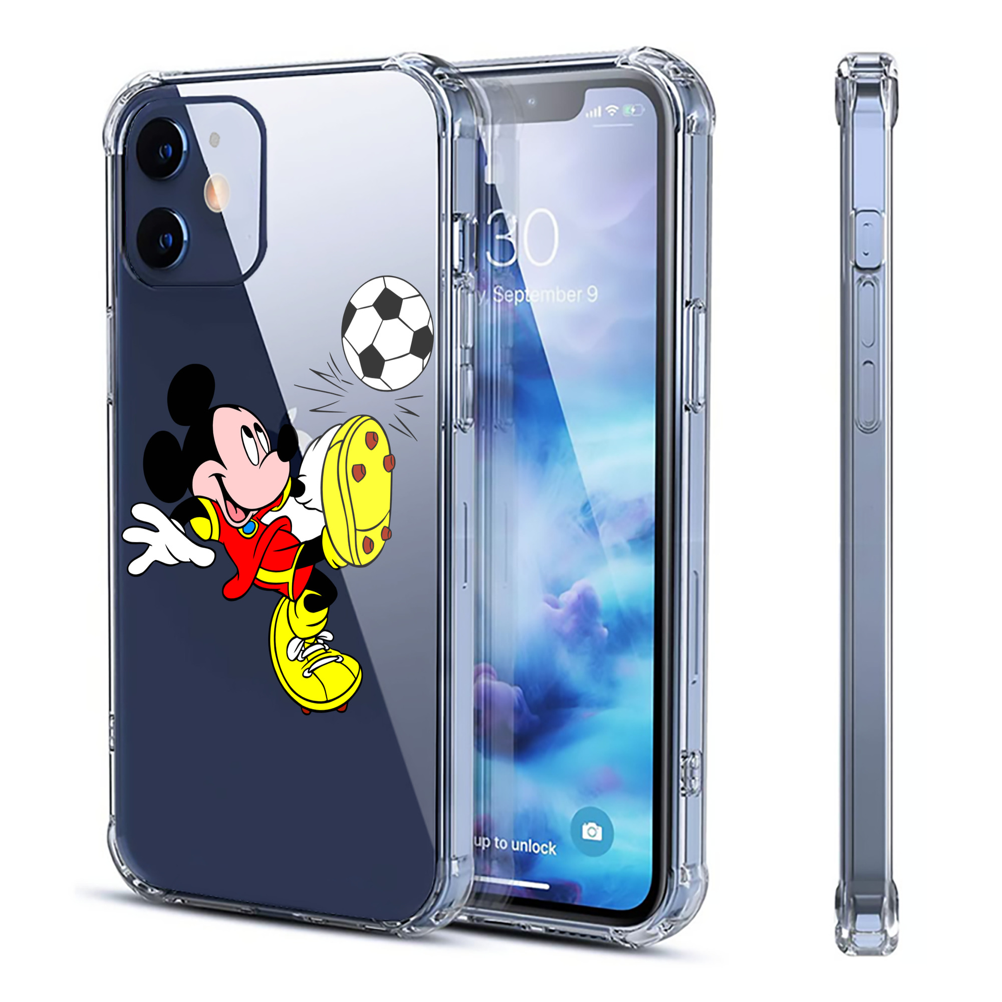 （画像用） ミッキーマウス Mickey Mouse 【iPhone 12シリーズ対応】透明スマホケース（クリアソフトケース）